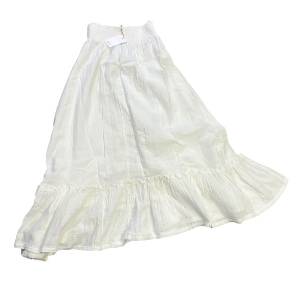 Quince Cream Maxi Skirt with Smocked Waist and Ruffle Hem - Picture 3 of 6